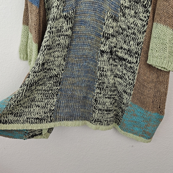 Italy ETRO MILANO Cotton Color Block Cardigan Long Open Knit Sweater Medium 42 - Picture 14 of 16